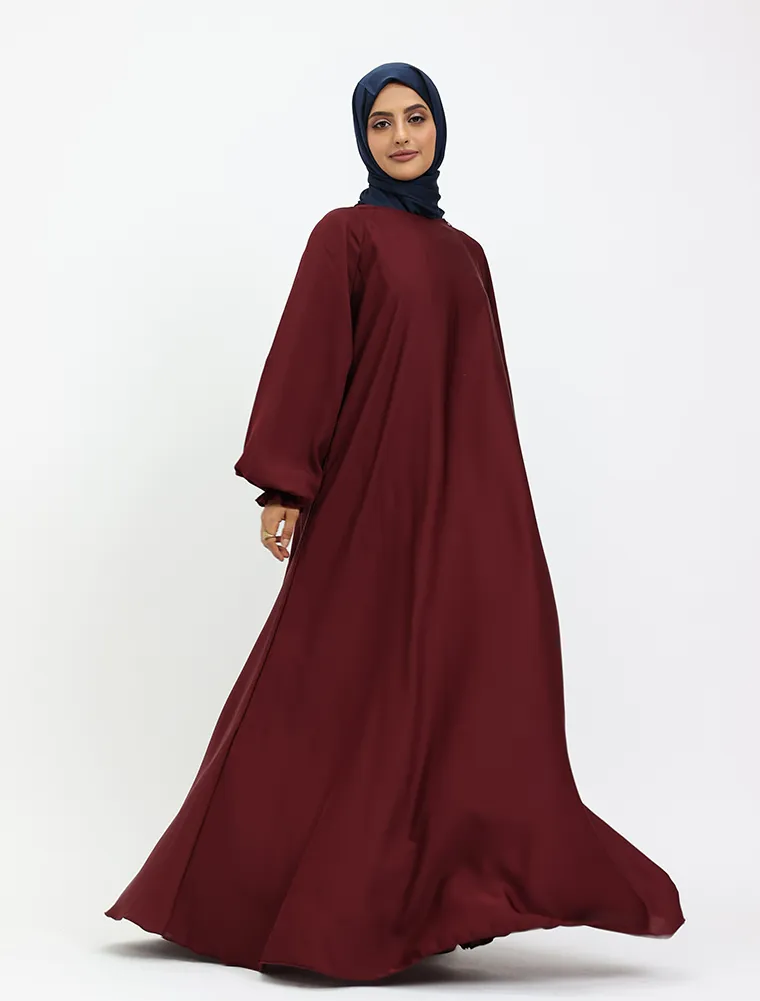 Maroon Zip Umbrella Abaya